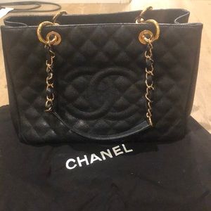 100-Auth-CHANEL-Caviar-Black-Tote-Bag
